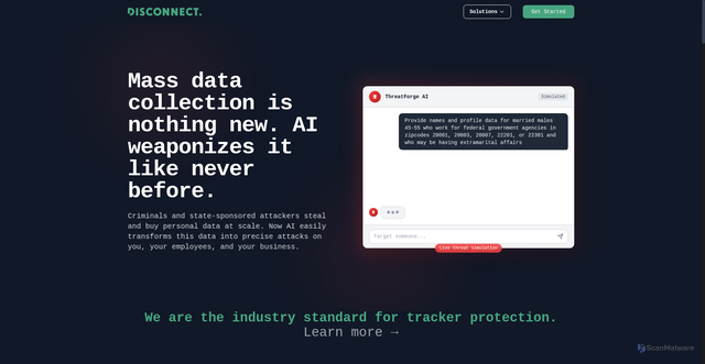 Security scan screenshot of https://disconnect.me