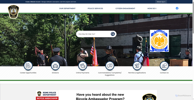 Security scan screenshot of https://romegapolice.gov/