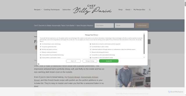 Security scan screenshot of https://www.billyparisi.com/classic-french-boule-recipe-with-poolish/