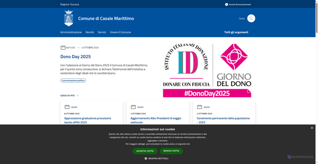 Security scan screenshot of https://www.comune.casale-marittimo.pi.it/it
