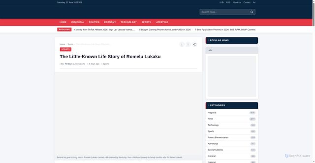 Security scan screenshot of https://journalarta.com/en/sport/romelu-lukaku-life-story/