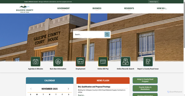 Security scan screenshot of https://gillespiecounty.gov/