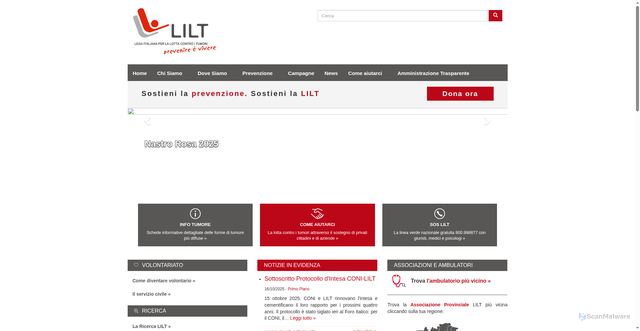 Security scan screenshot of https://www.lilt.it/