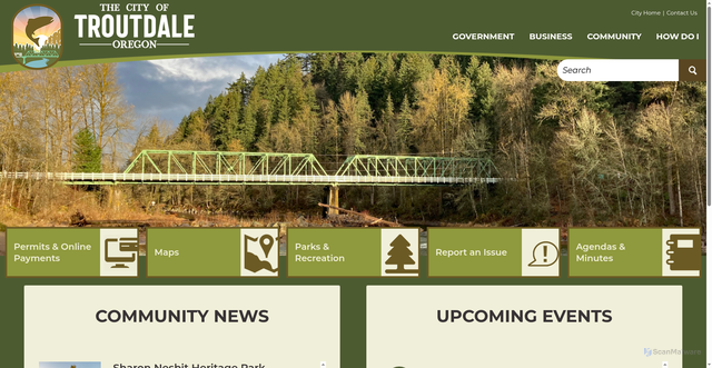 Security scan screenshot of https://www.troutdaleoregon.gov/