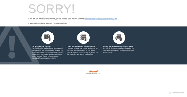 Security scan screenshot of http://sharonspringsvillage-ny.gov/