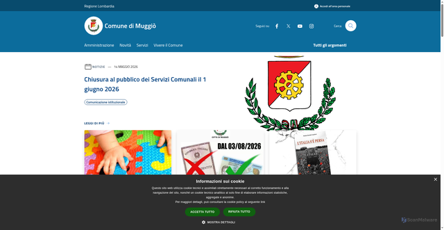 Security scan screenshot of https://www.comune.muggio.mb.it