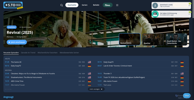 Security scan screenshot of https://serienstream.to/