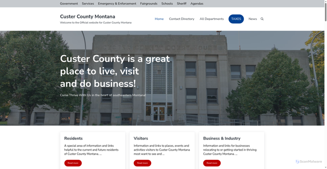 Security scan screenshot of https://custercountymt.gov/