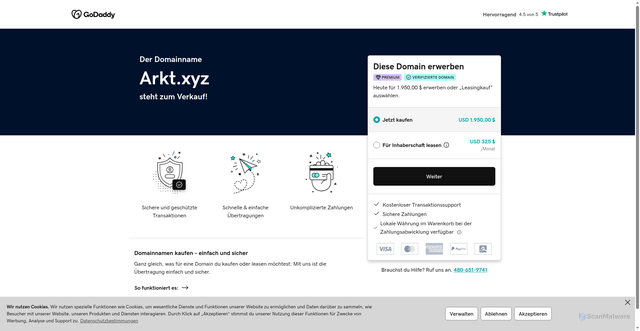 Security scan screenshot of arkt.xyz