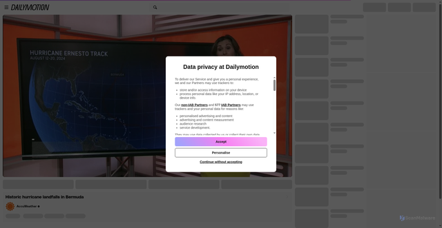 Security scan screenshot of https://www.dailymotion.com/video/x9op19y