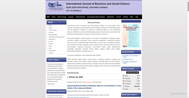 Security scan screenshot of https://ijbss.thebrpi.org