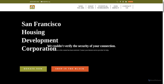 Security scan screenshot of https://sfhdc.org/