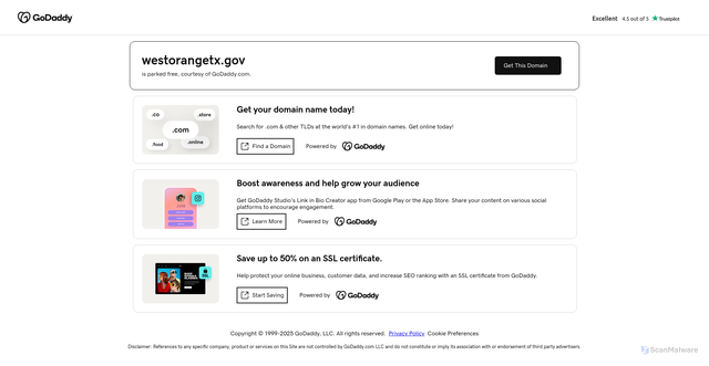 Security scan screenshot of https://westorangetx.gov/