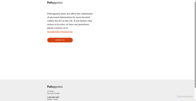 Security scan screenshot of https://www.policygenius.com/