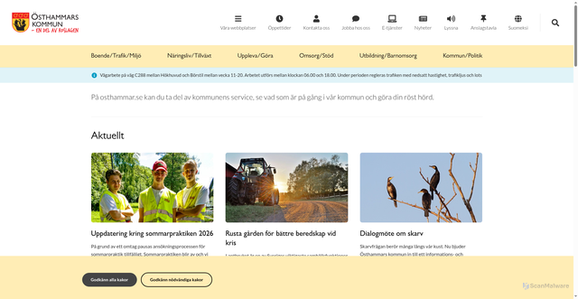 Security scan screenshot of http://www.osthammar.se/