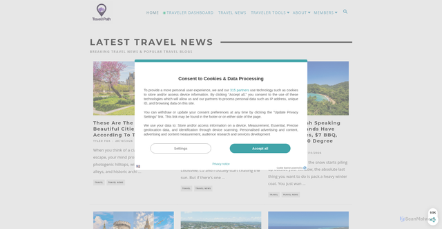Security scan screenshot of https://www.traveloffpath.com