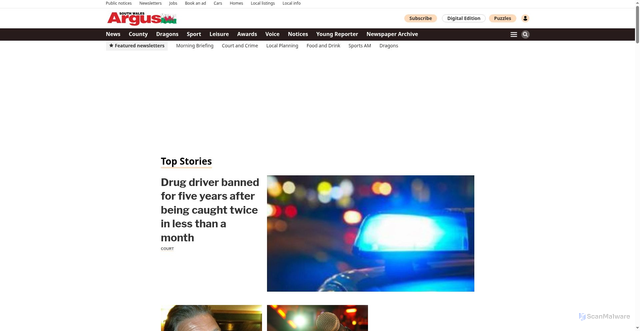 Security scan screenshot of https://southwalesargus.co.uk