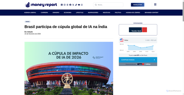 Security scan screenshot of https://www.moneyreport.com.br/mundo/brasil-participa-de-cupula-global-de-ia-na-india/
