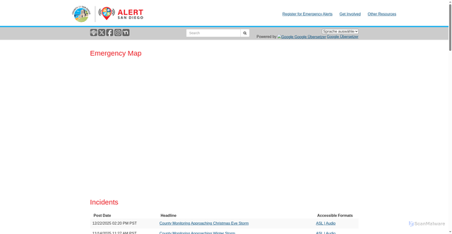 Security scan screenshot of https://www.alertsandiego.org/