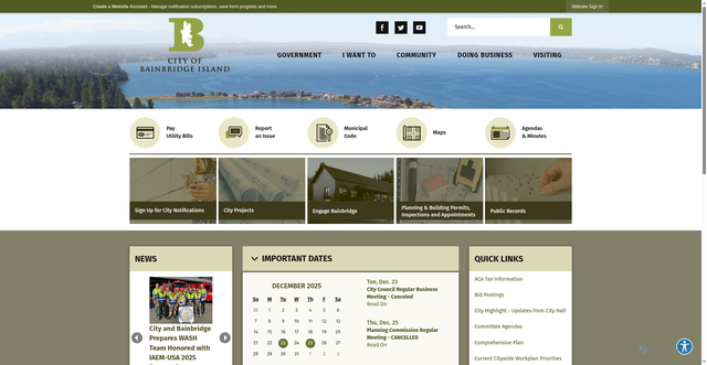 Security scan screenshot of https://bainbridgewa.gov/