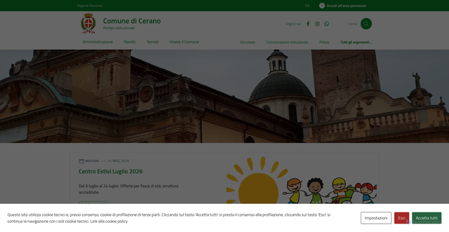 Security scan screenshot of https://www.comune.cerano.no.it