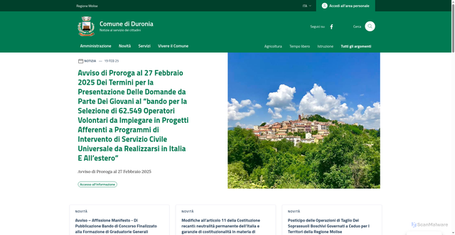 Security scan screenshot of https://www.comune.duronia.cb.it