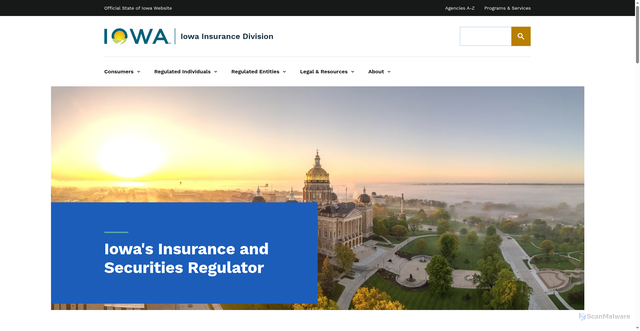 Security scan screenshot of https://iid.iowa.gov/