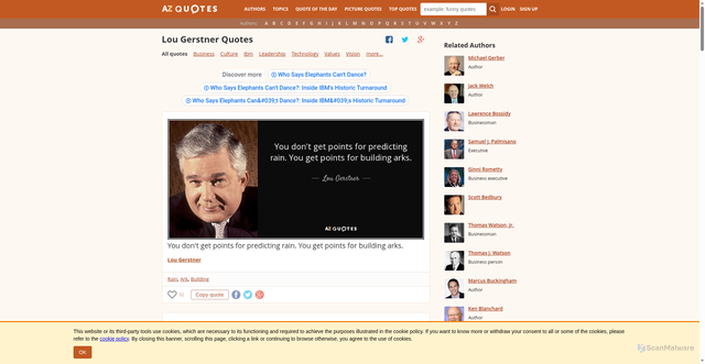 Security scan screenshot of https://www.azquotes.com/author/5452-Lou_Gerstner