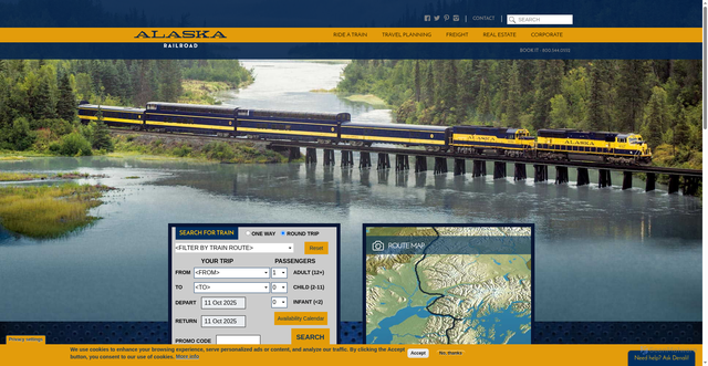 Security scan screenshot of https://www.alaskarailroad.com/