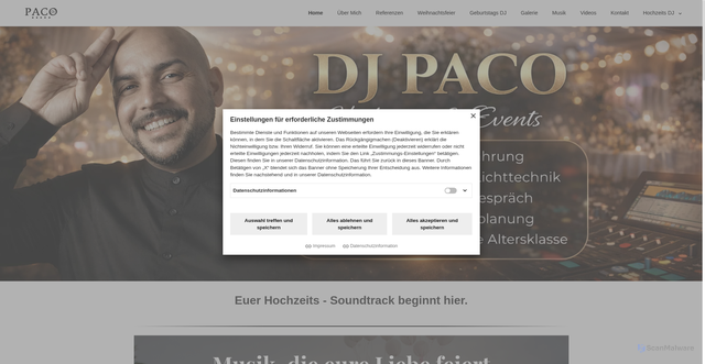 Security scan screenshot of http://www.dj-paco.net/