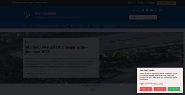 Security scan screenshot of https://ersucagliari.it/it/