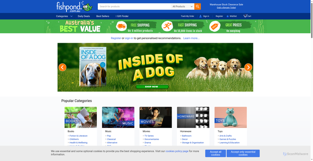 Security scan screenshot of https://fishpond.com.au