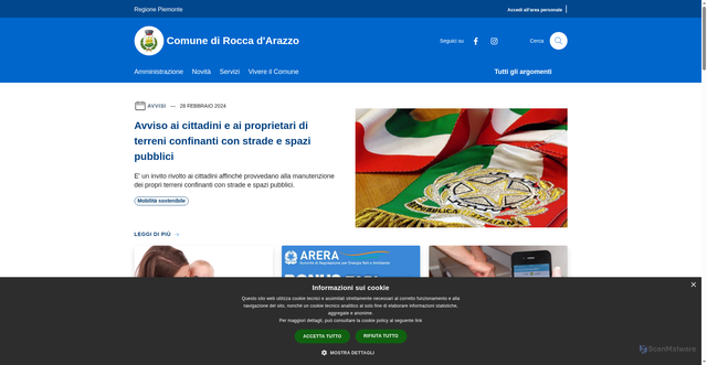 Security scan screenshot of https://www.comune.roccadarazzo.at.it/it