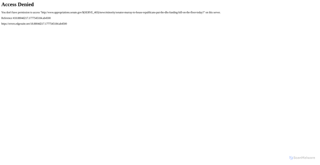 Security scan screenshot of https://www.appropriations.senate.gov/news/minority/senator-murray-to-house-republicans-put-the-dhs-funding-bill-on-the-floor-today