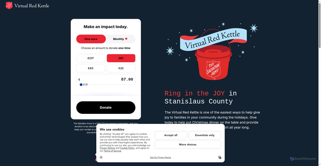 Security scan screenshot of https://stanislauscountyredkettle.org/