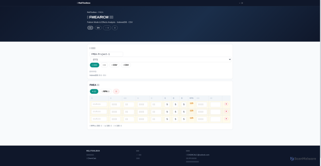 Security scan screenshot of https://reliability-bqd.pages.dev/fmea/