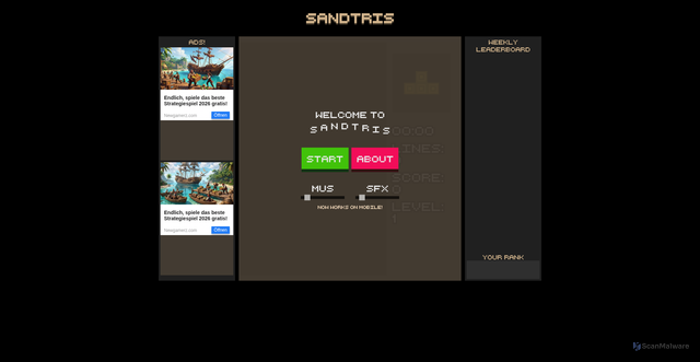Security scan screenshot of https://sandtris.com
