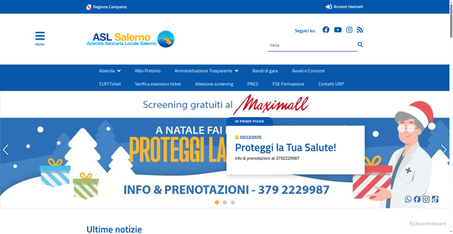 Security scan screenshot of https://www.aslsalerno.it/