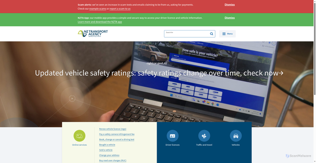 Security scan screenshot of https://nzta.govt.nz/