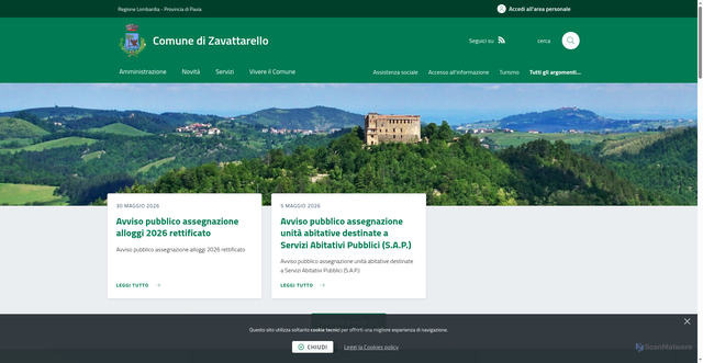 Security scan screenshot of https://www.comune.zavattarello.pv.it