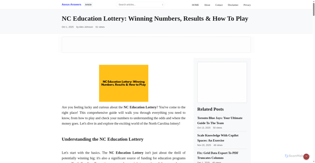Security scan screenshot of https://mepnnams.com/blog/nc-education-lottery-winning-numbers