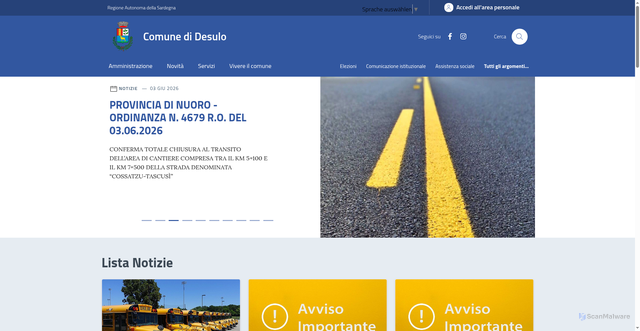 Security scan screenshot of https://www.comune.desulo.nu.it