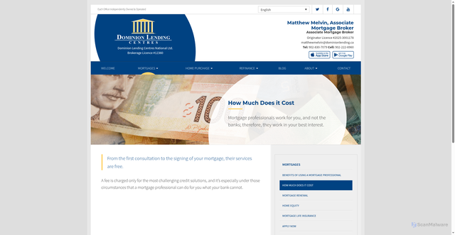 Security scan screenshot of https://matthewmelvin.ca/mortgages/mortgage-professional-cost/