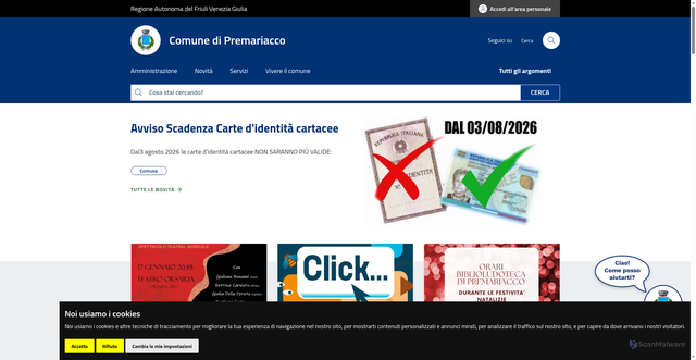 Security scan screenshot of https://www.comune.premariacco.ud.it/