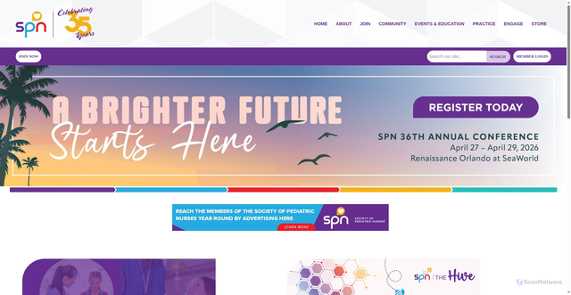 Security scan screenshot of https://www.pedsnurses.org