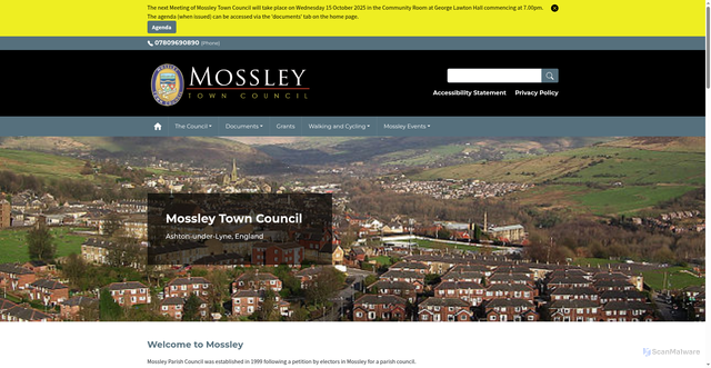 Security scan screenshot of https://mossley-tc.gov.uk/