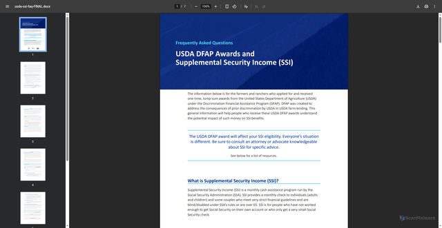 Security scan screenshot of https://www.nlada.org/sites/default/files/pictures/usda-ssi-faq.pdf