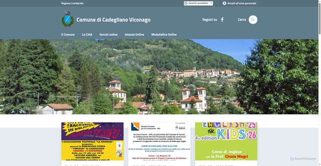 Security scan screenshot of https://www.comune.cadeglianoviconago.va.it/
