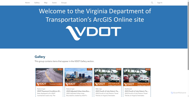 Security scan screenshot of https://vdot.maps.arcgis.com