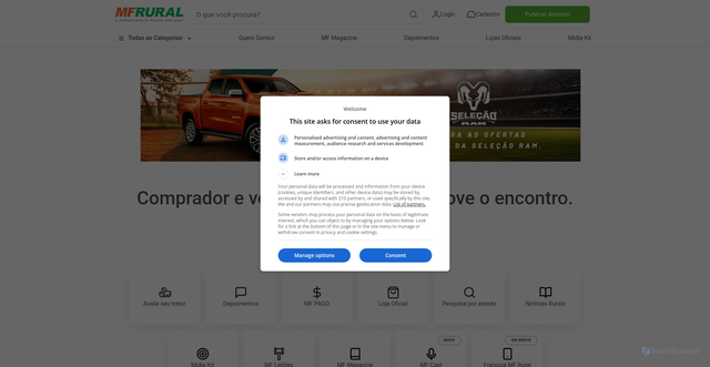 Security scan screenshot of https://mfrural.com.br